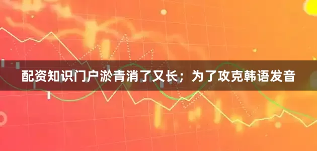 配资知识门户淤青消了又长；为了攻克韩语发音